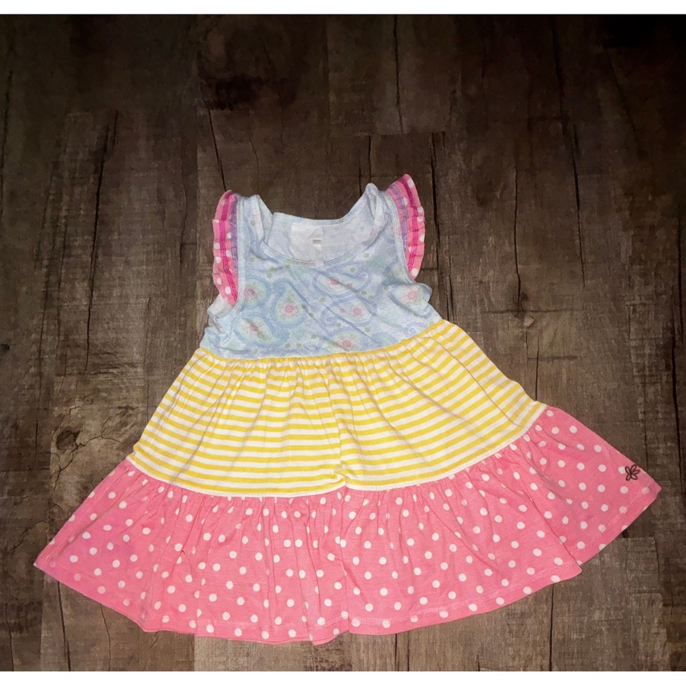 Matilda Jane Mixed Print Tiered Dress Size 8 Paisley Stripes Polka Dot Flutter